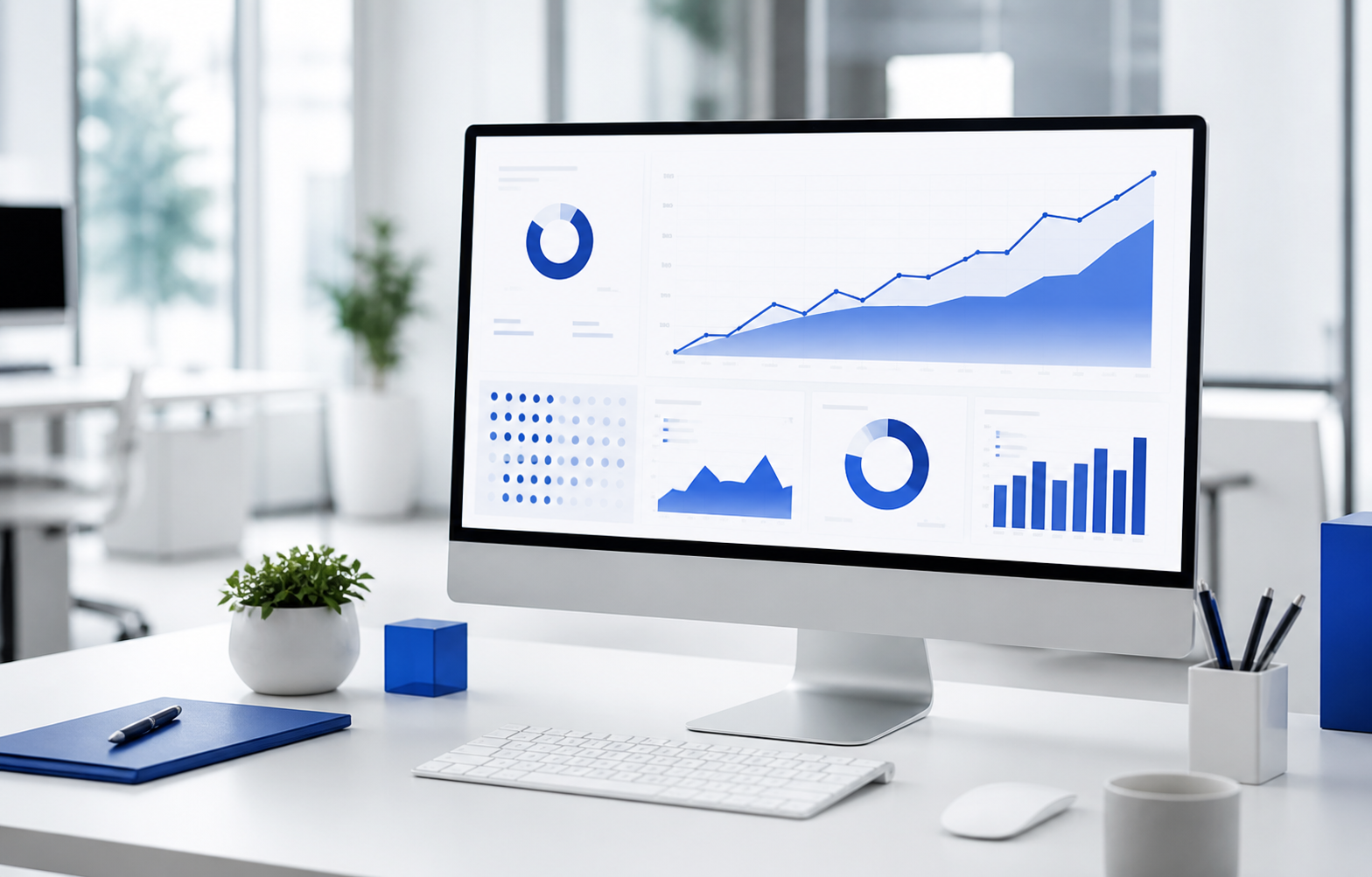 Darstellung von Webseitenanalyse und steigender Sichtbarkeit
