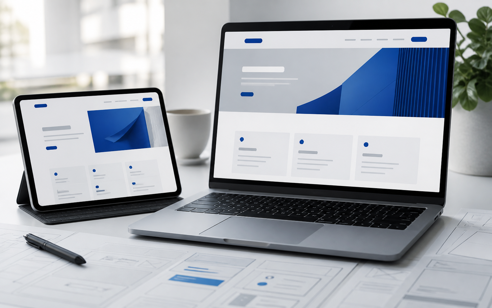 Responsive WordPress-Webseite auf Laptop und Tablet